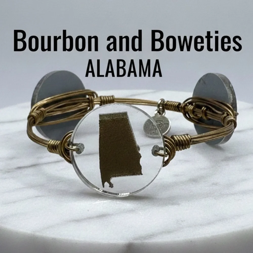 Bourbon and Boweties Alabama State Wire Wrapped Bangle Bracelet Handmade